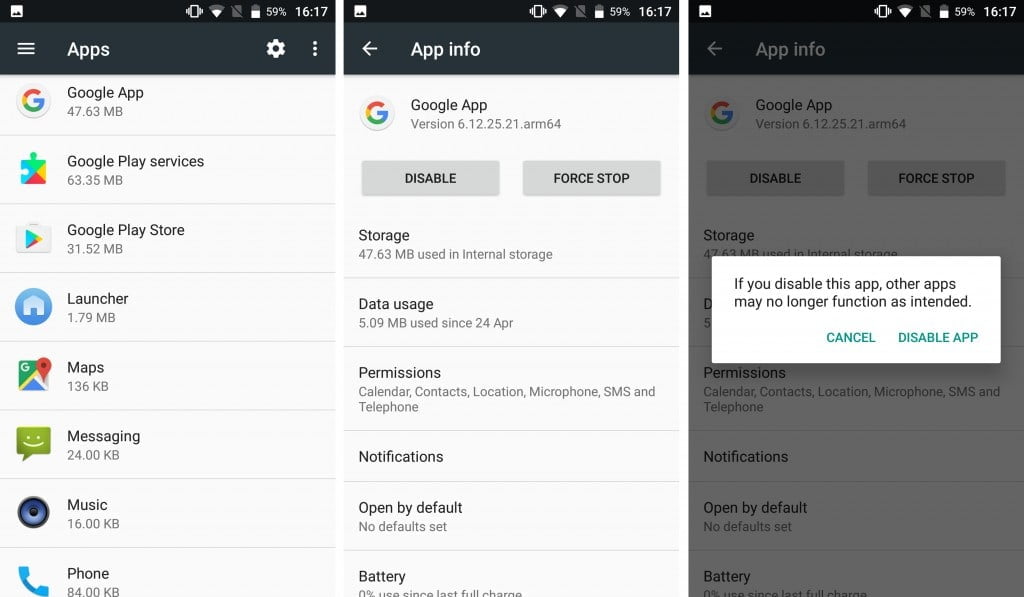 Google-App-ডিজেবল